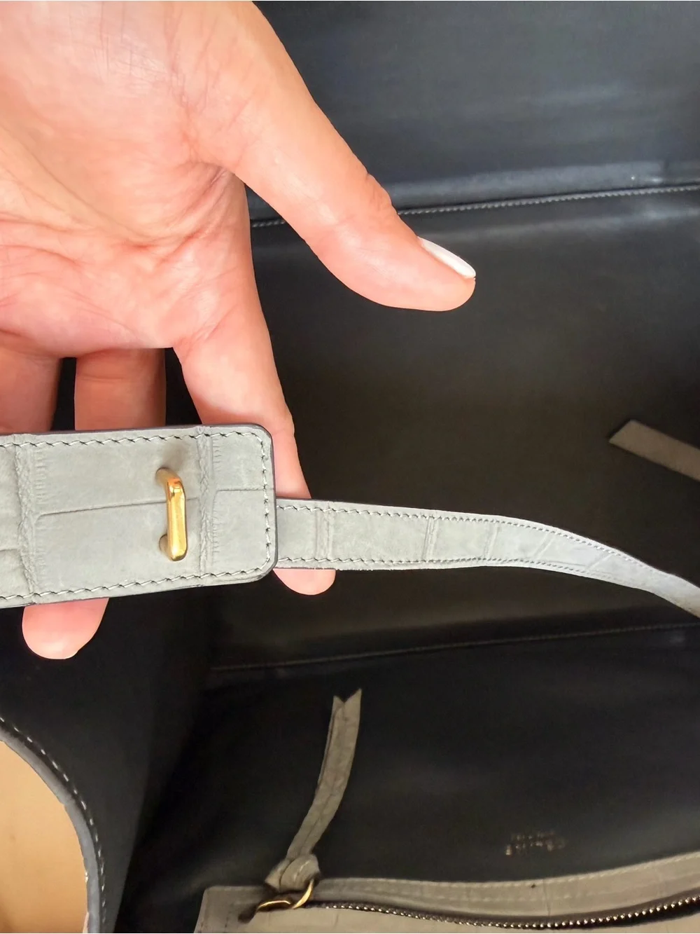 Celine Nubuck Gray Croc-Embossed Phantom Luggage